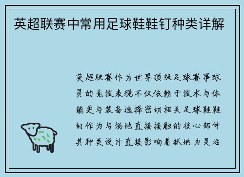 英超联赛中常用足球鞋鞋钉种类详解